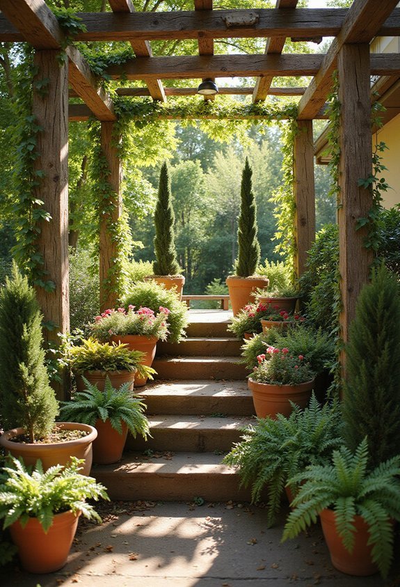 flexible dynamic container gardening for pergolas