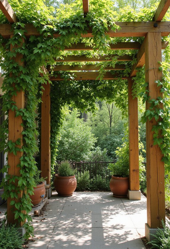 natural shaded climbing pergola